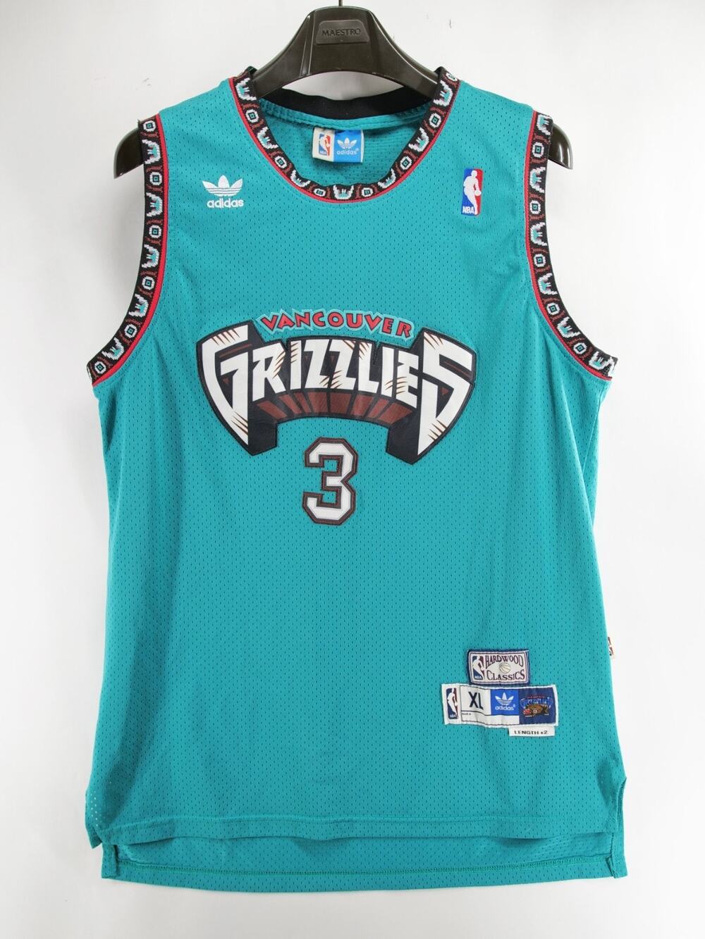 Vtg Adidas Vancouver Grizzlies Abdur-Rahim 3 Jersey XL Teal Hardwood Classics +2